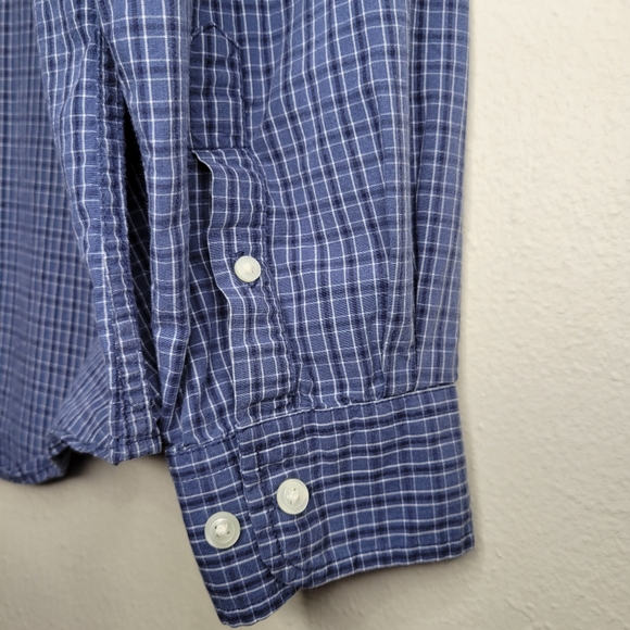 Gap Factory Blue plaid button down shirt, size XL - Picture 3 of 7